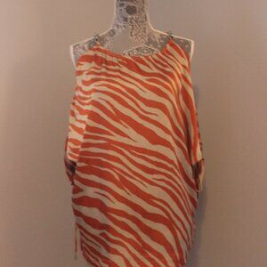 Michael Kors Women's Cold Shoulder Silver Chain Straps Top